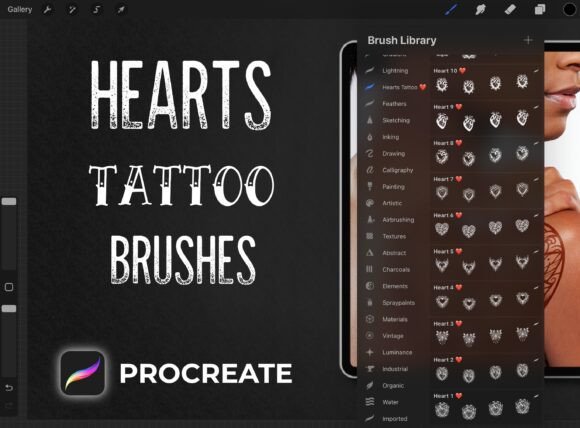 Download 22 Heart Tattoo Brushes - Procreate - Tattoo brushes Collection