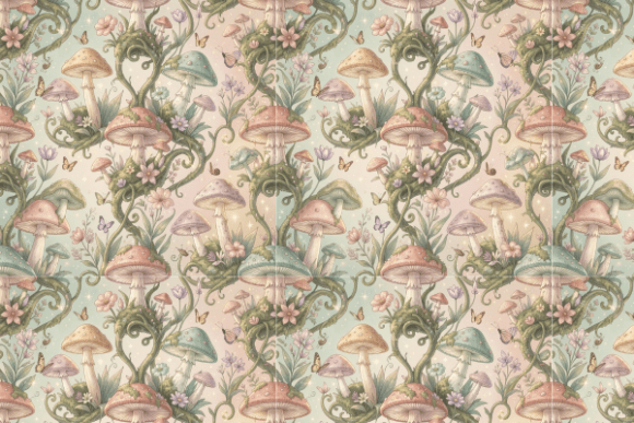 Download Mushroom Botanical Pattern - Botanical pattern Collection