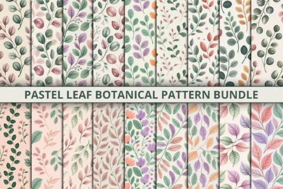 Download Pastel Leaf Botanical Pattern Bundle - Botanical pattern Collection